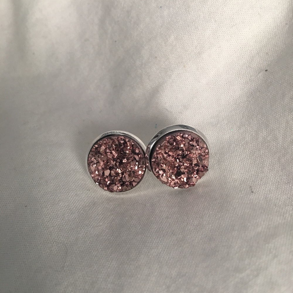 Rose gold druzy earrings